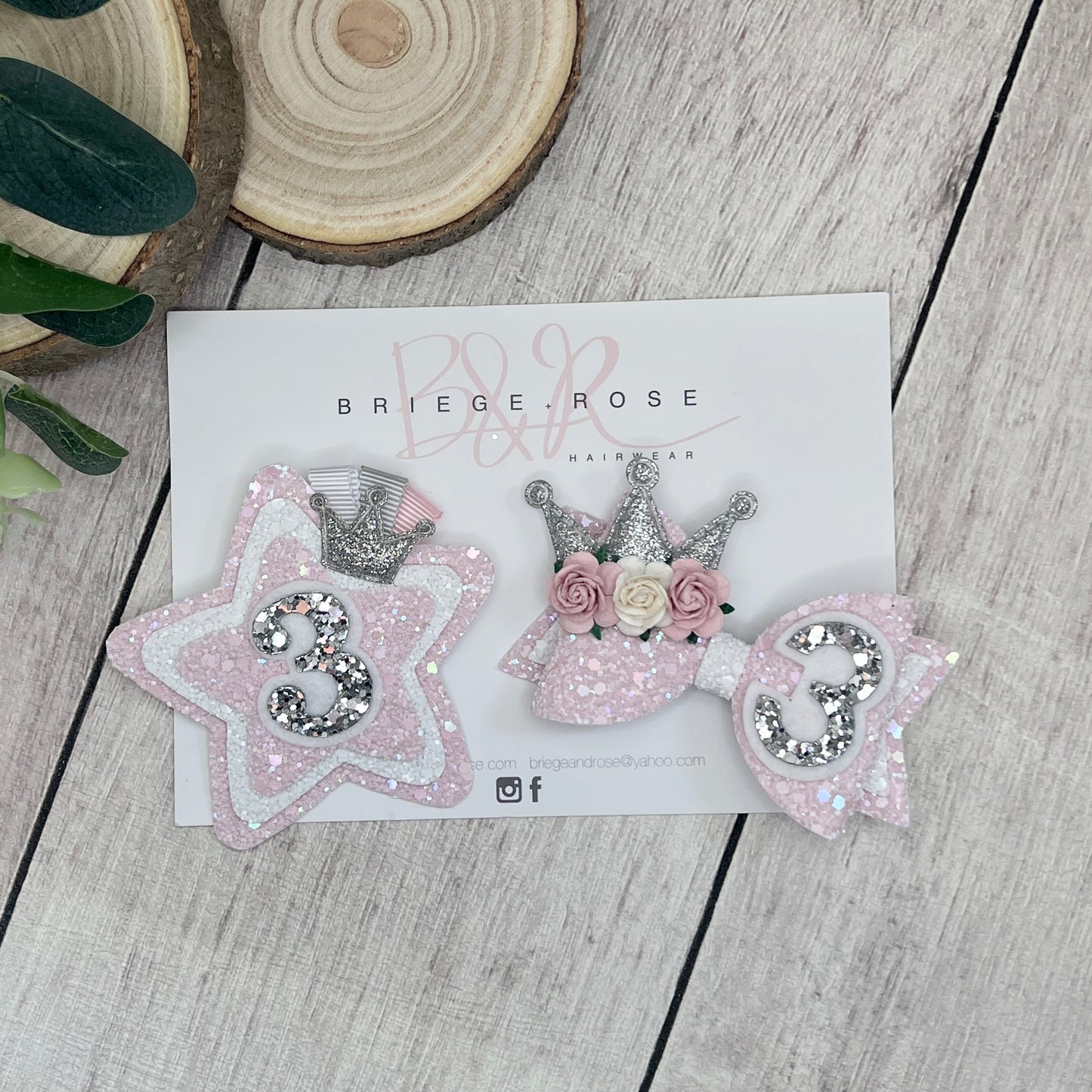 Birthday Set - pink & silver crown