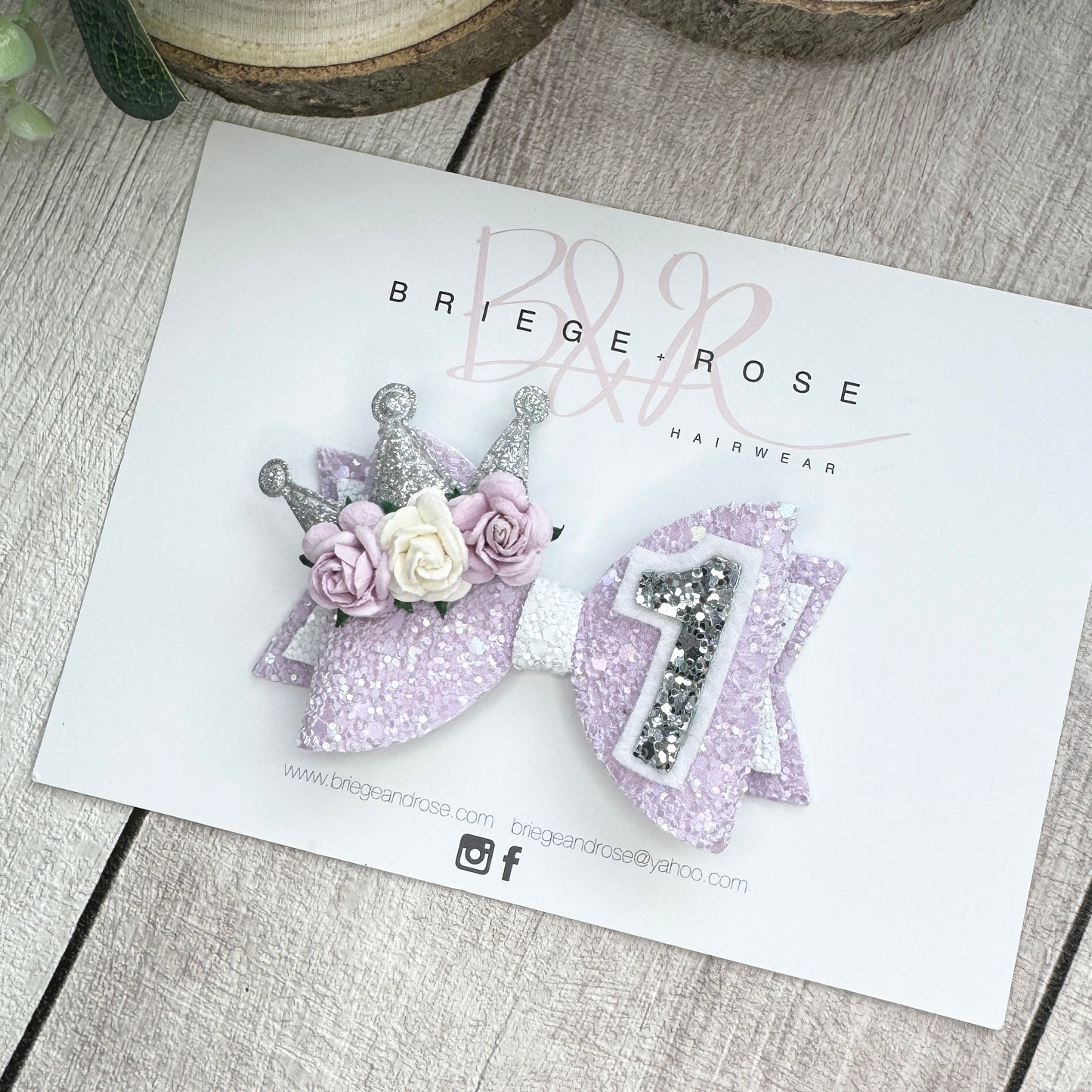 Birthday Bow - purple & silver crown
