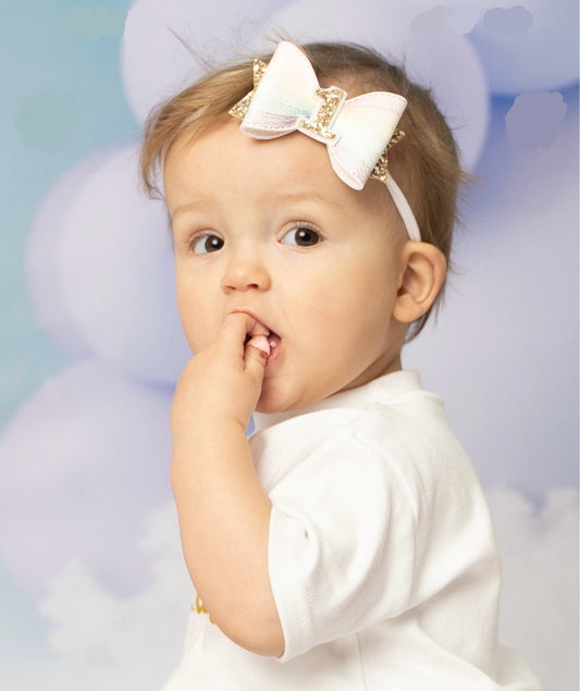 Birthday Bow - rainbow embroidery