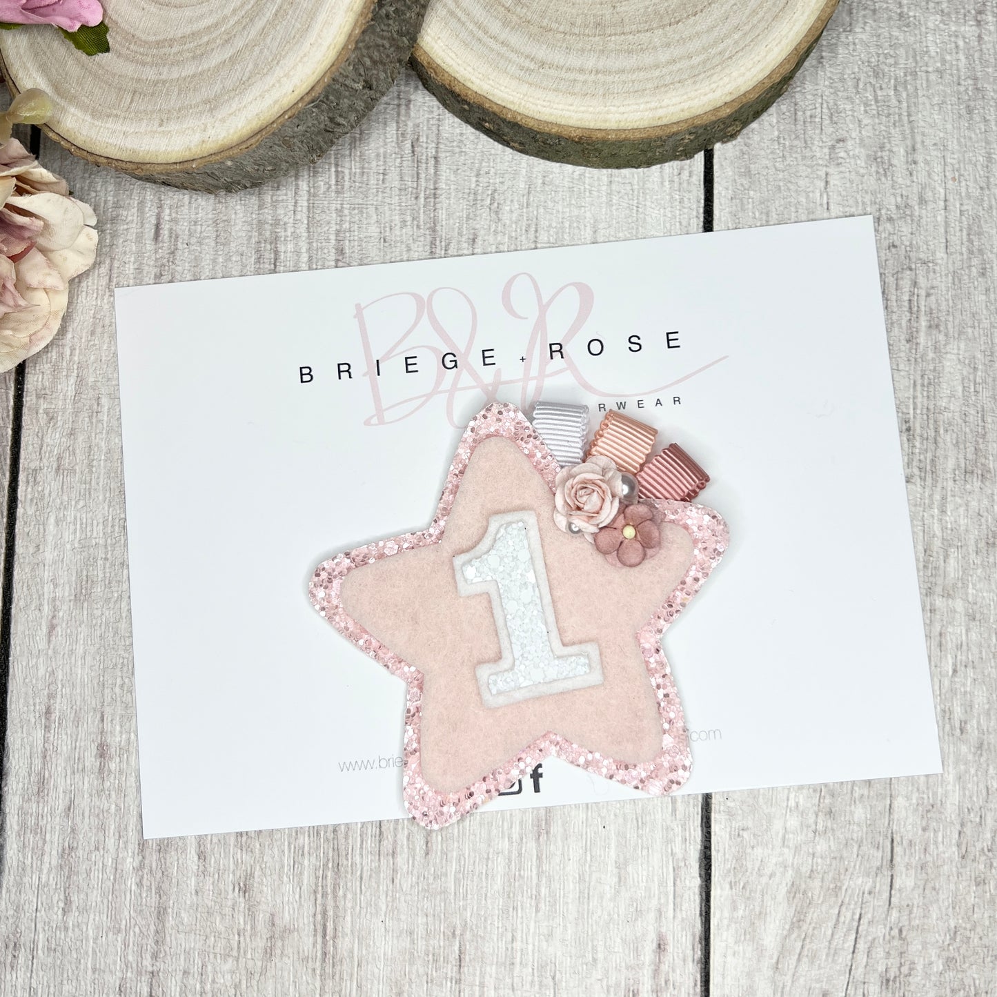 Birthday Badge - peach flowers