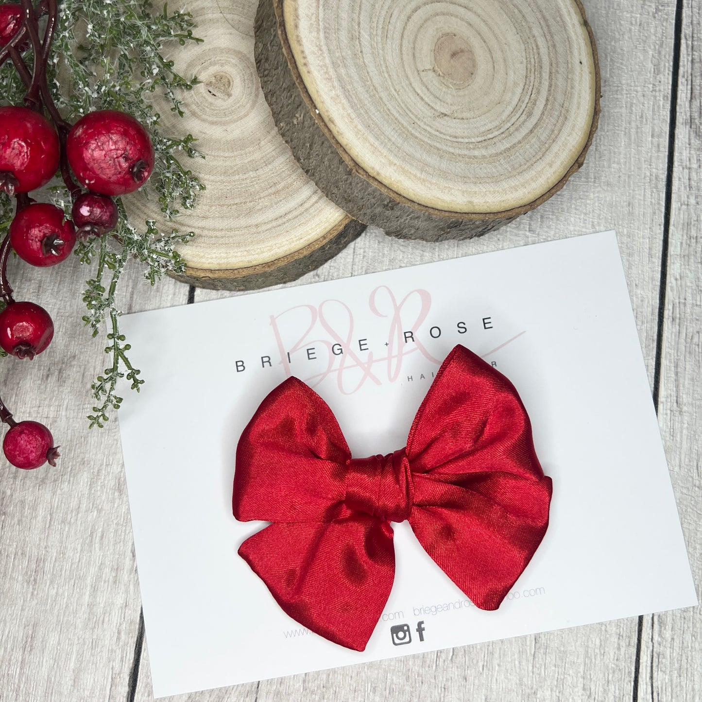 Red Sateen Bow Clip