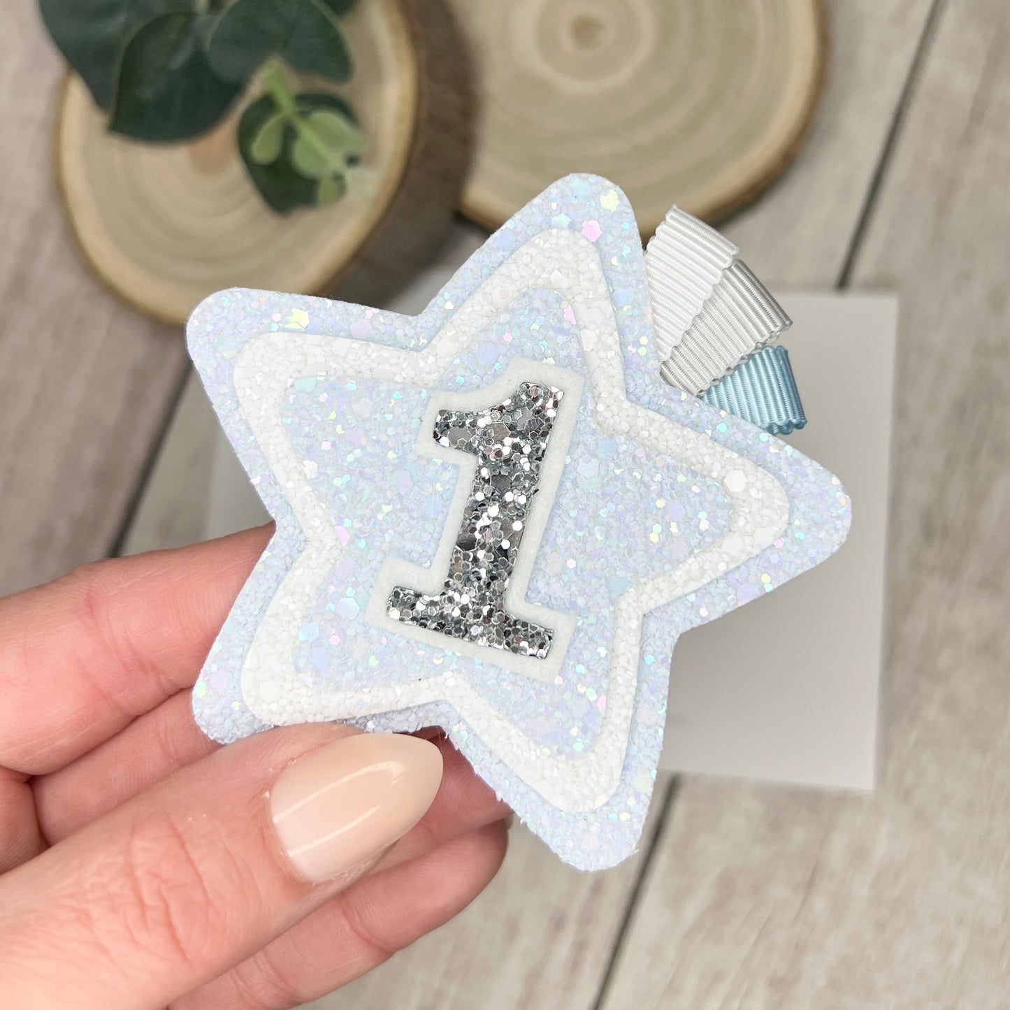 Birthday Badge - blue and white