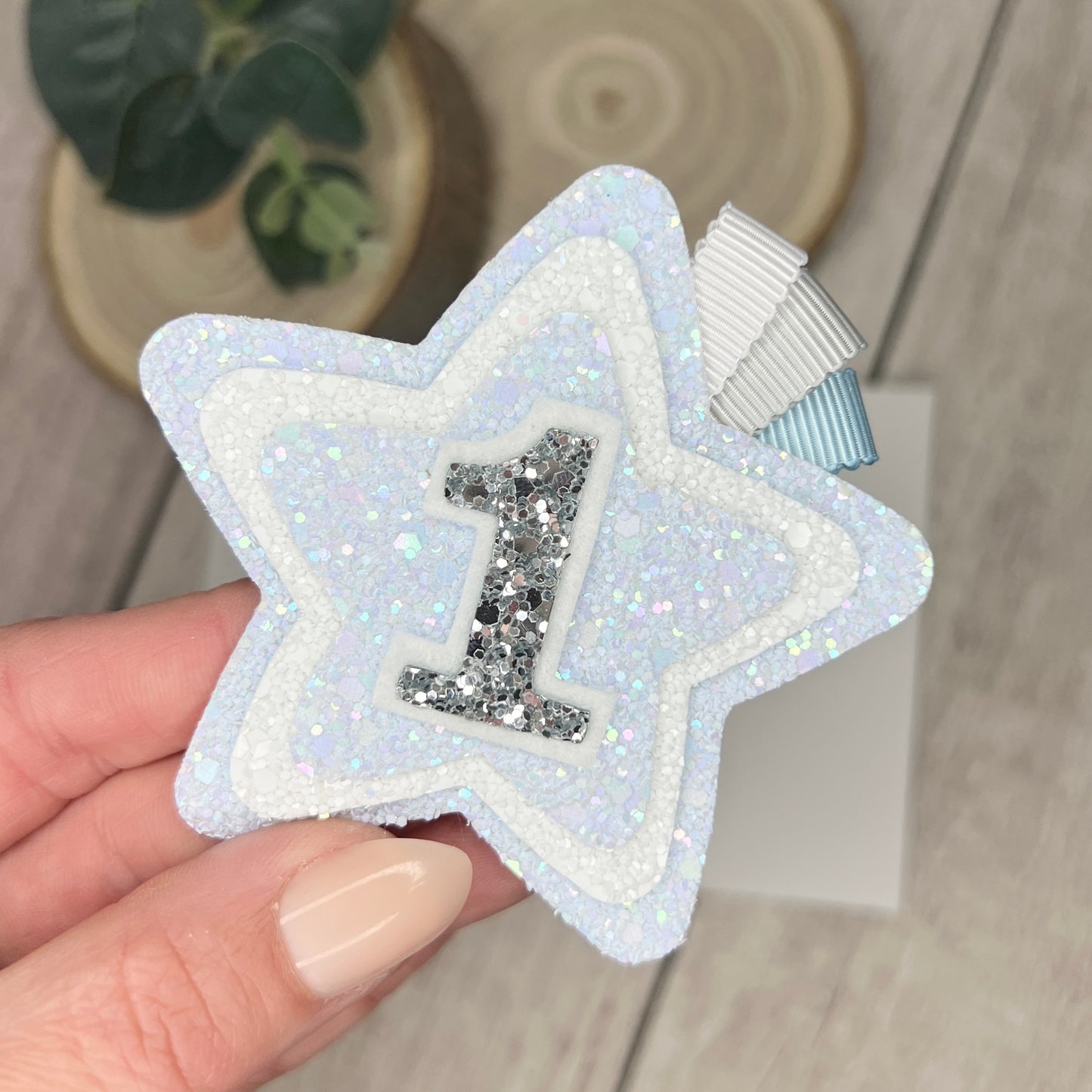 Birthday Badge - blue and white
