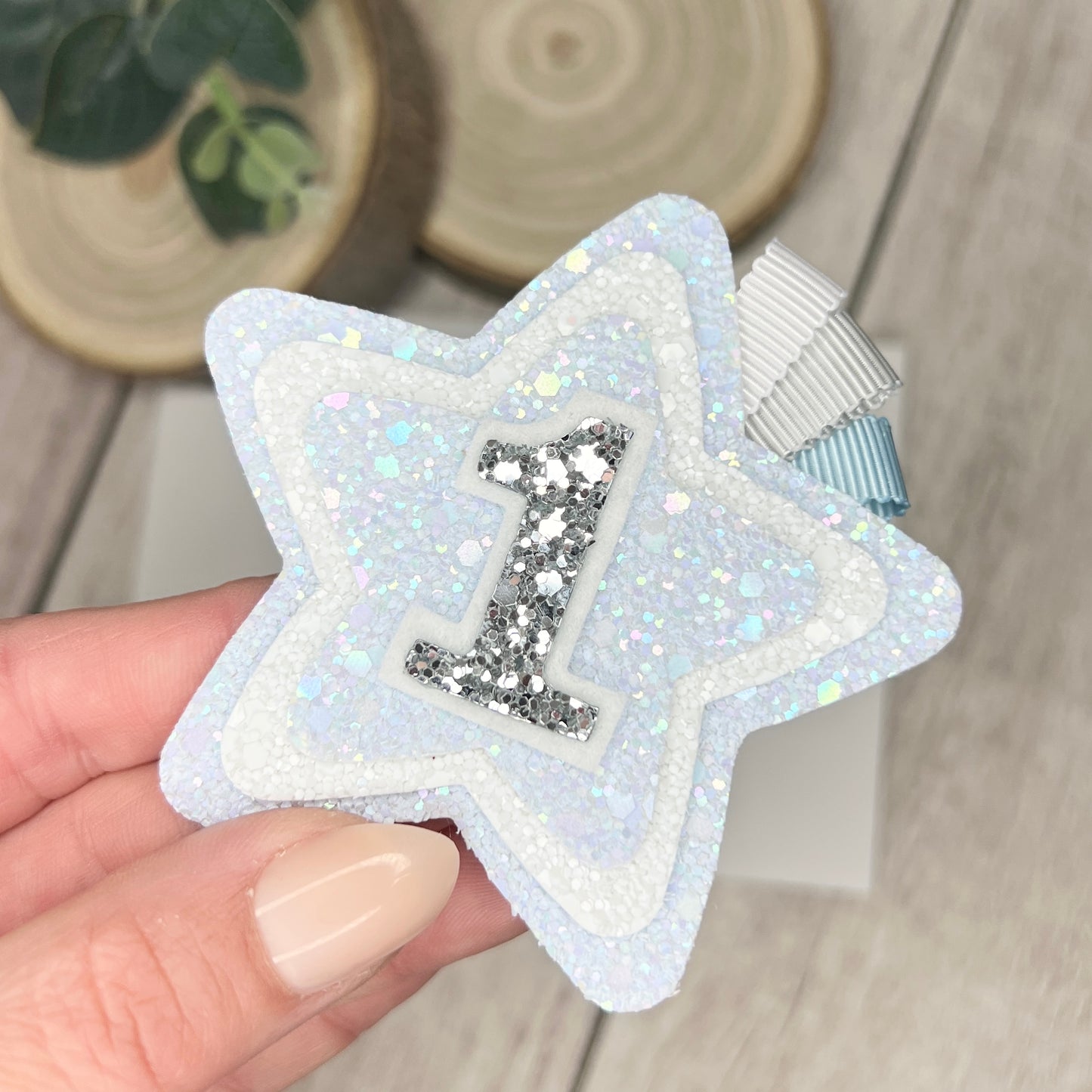 Birthday Badge - blue and white