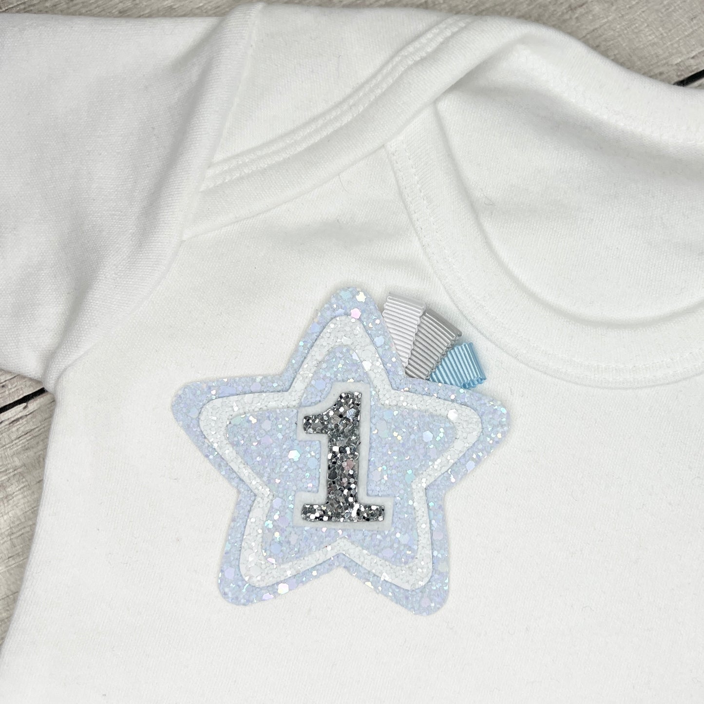 Birthday Badge - blue and white