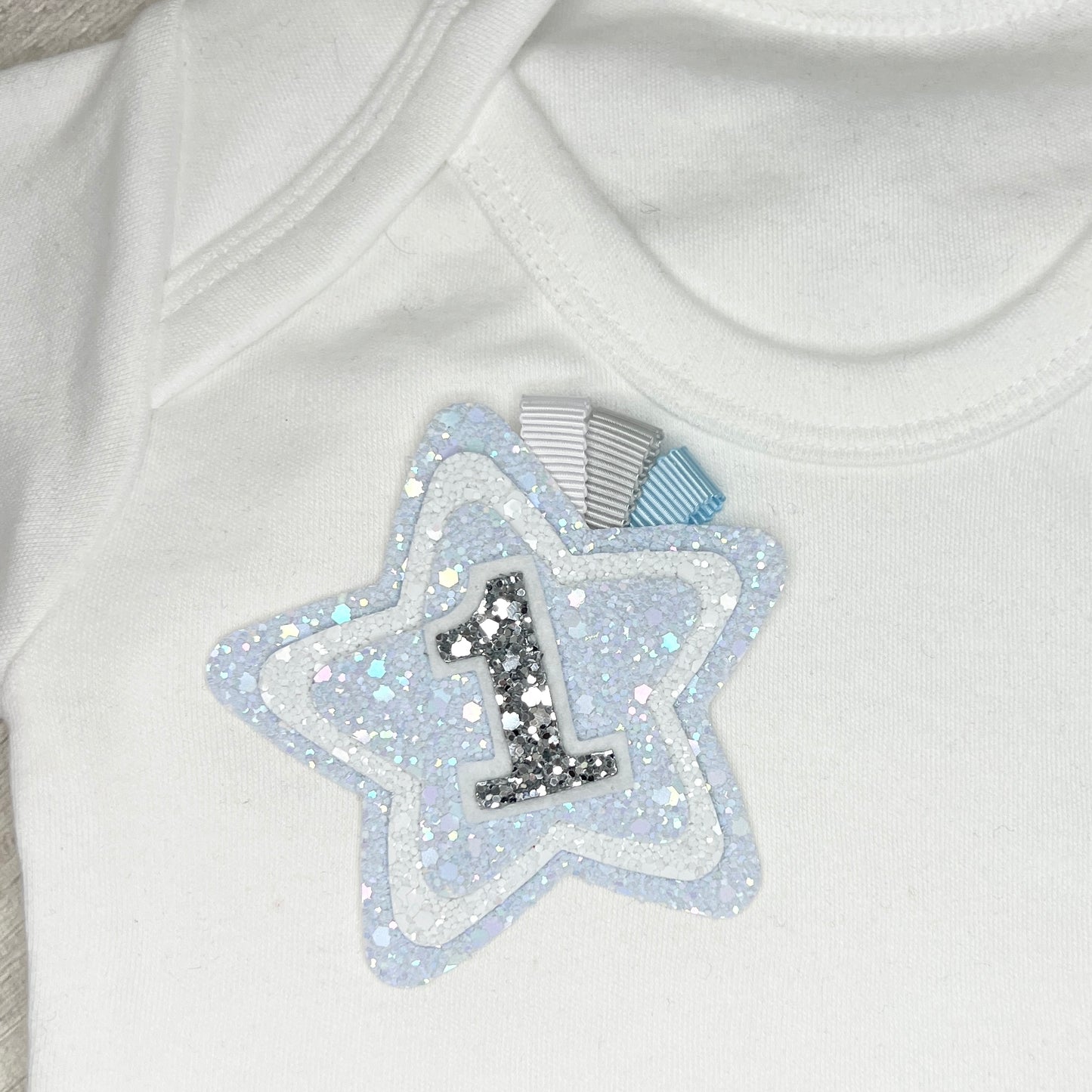 Birthday Badge - blue and white