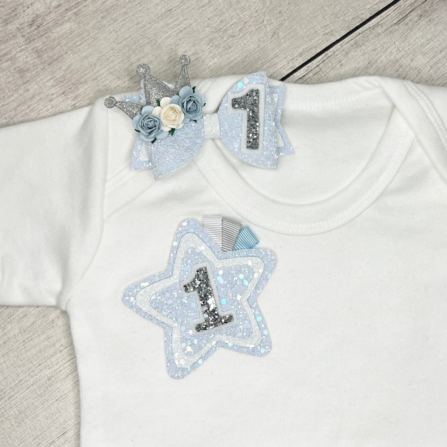 Birthday Badge - blue and white