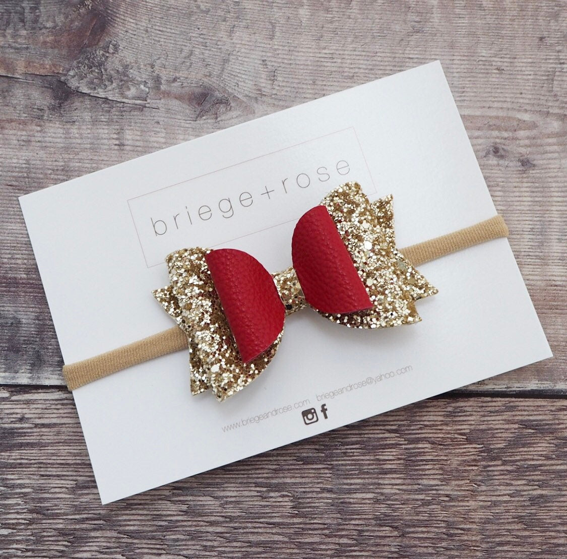 Belle Bow - red and gold