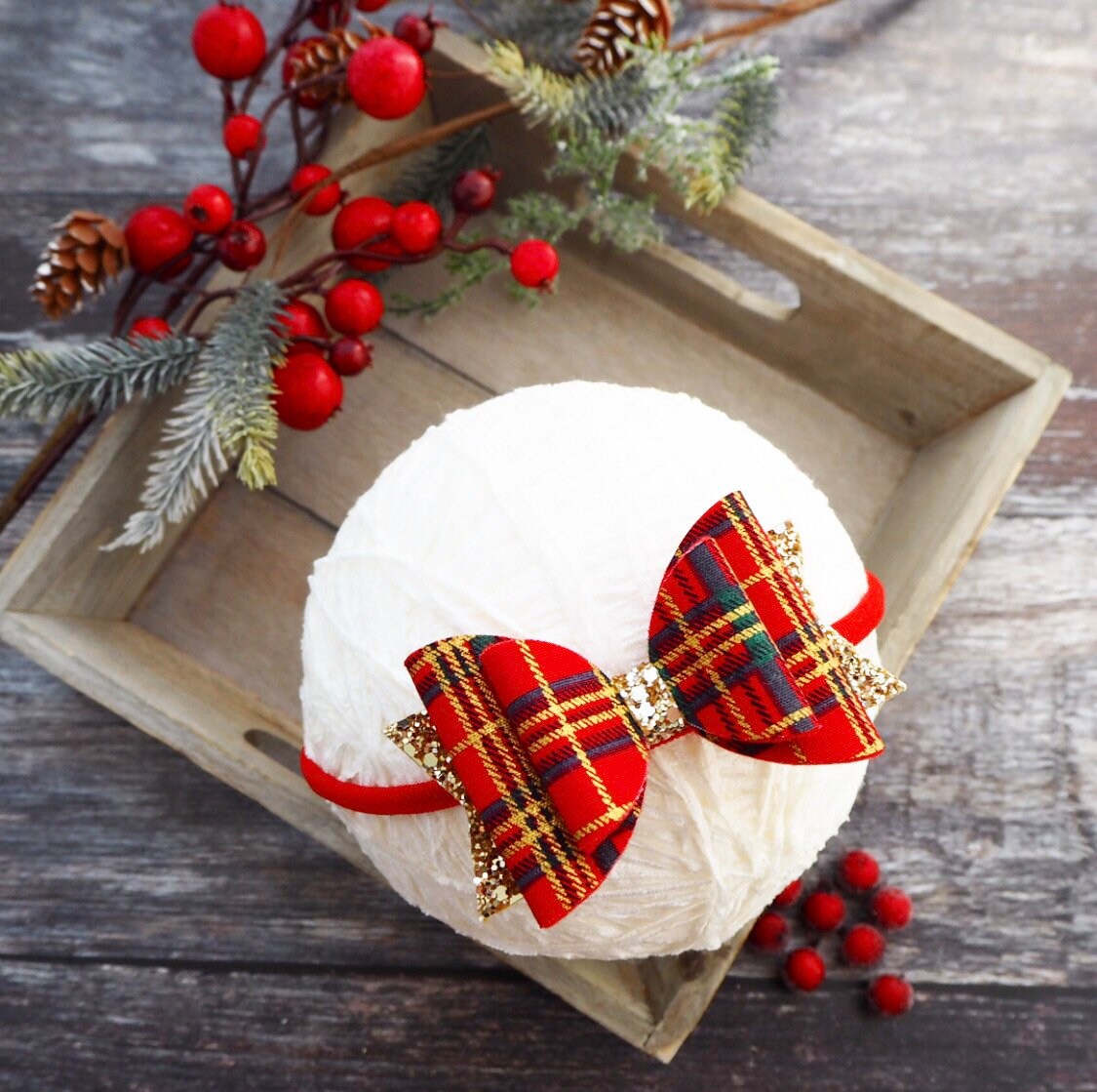 Belle Bow - red tartan