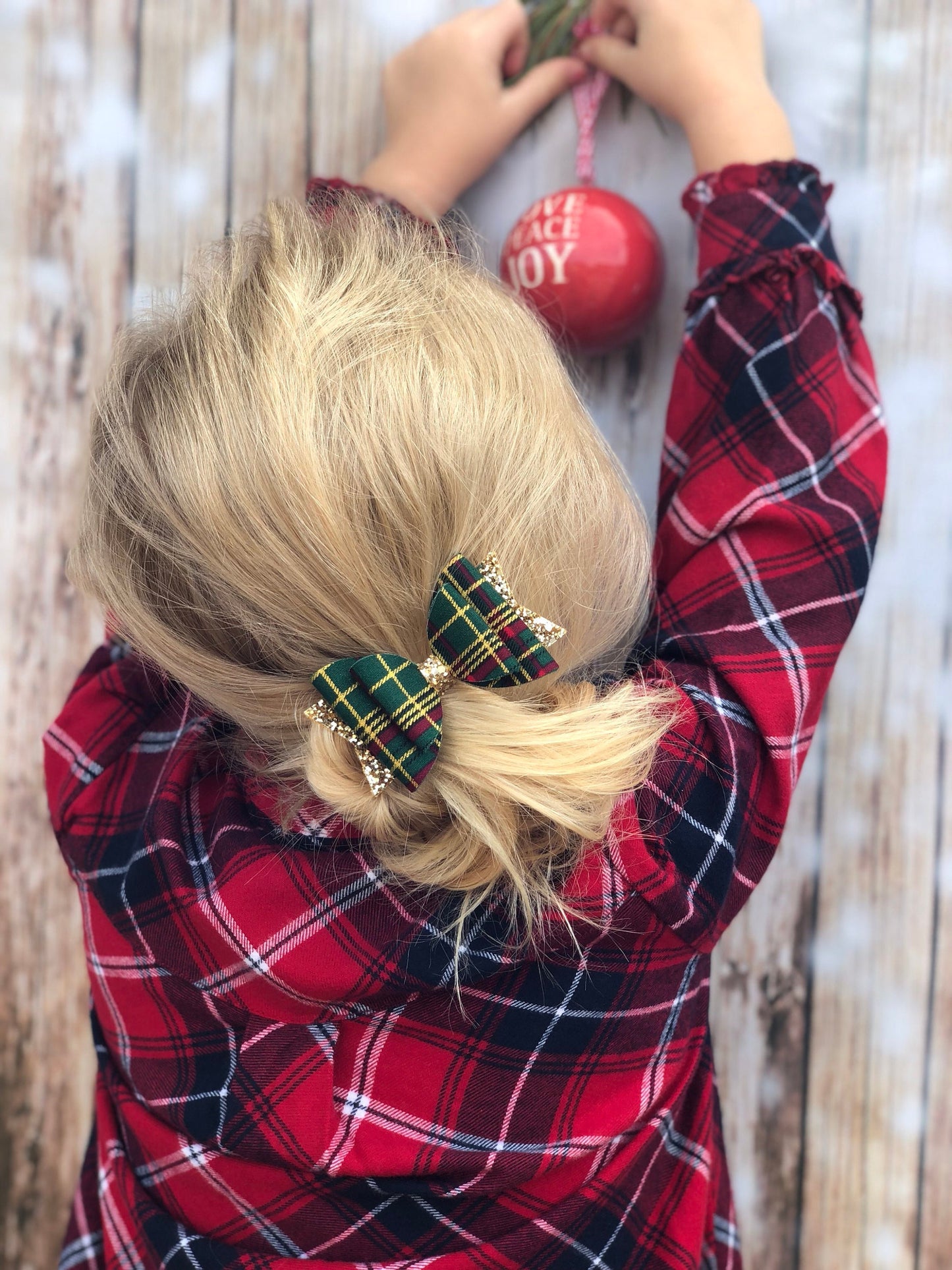 Belle Bow - green tartan