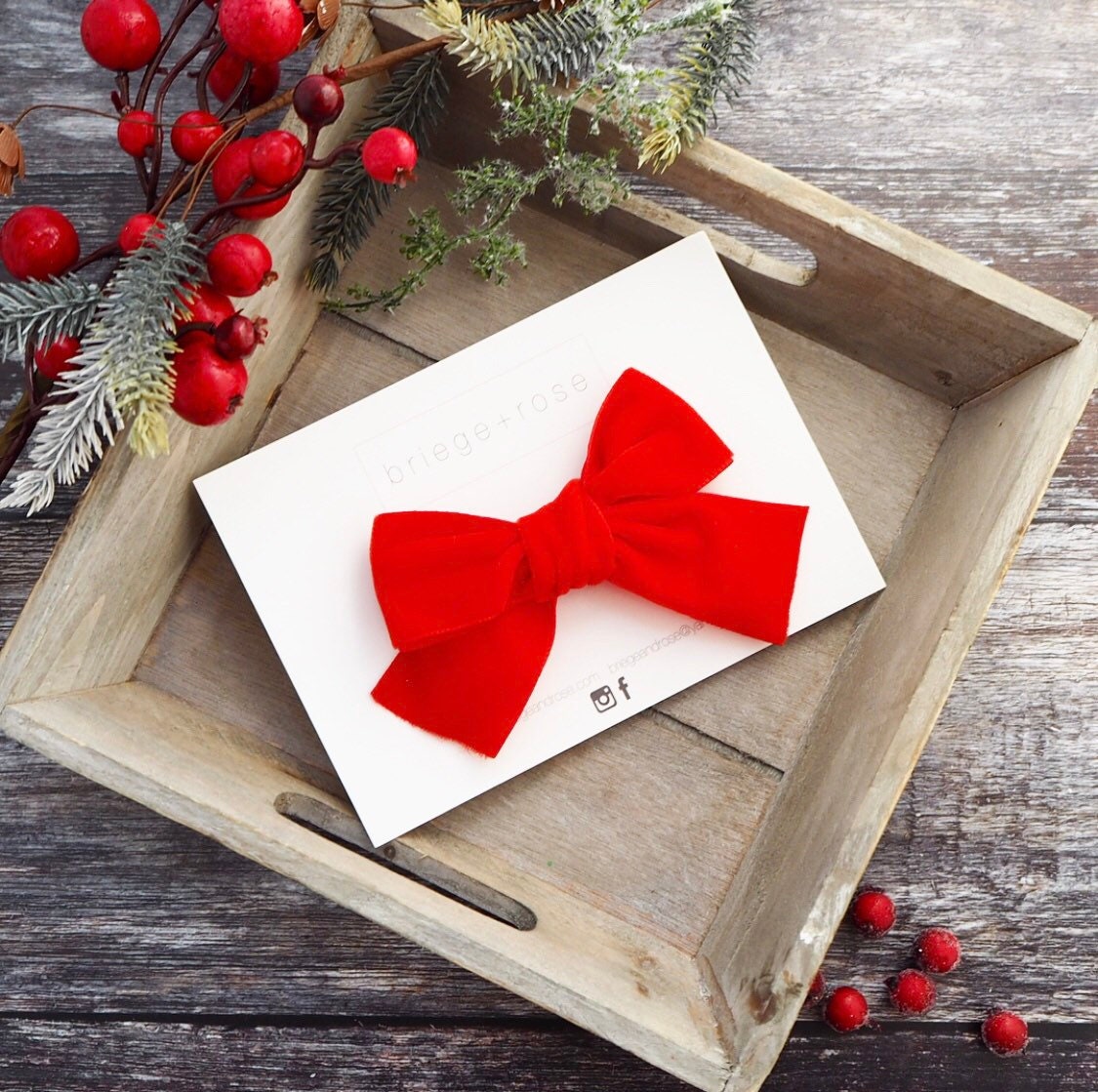 Tied Velvet Bow - red