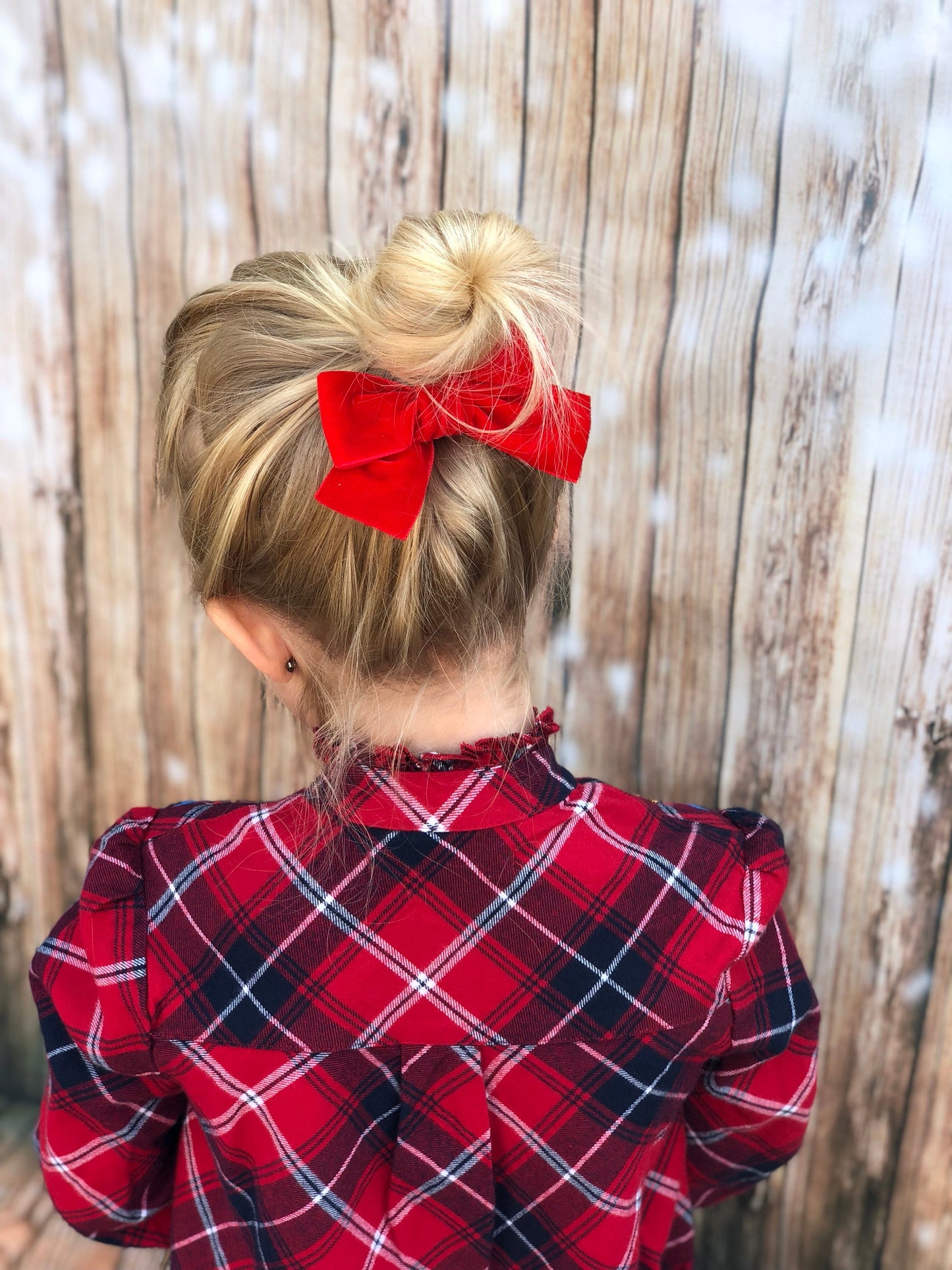 Tied Velvet Bow - red