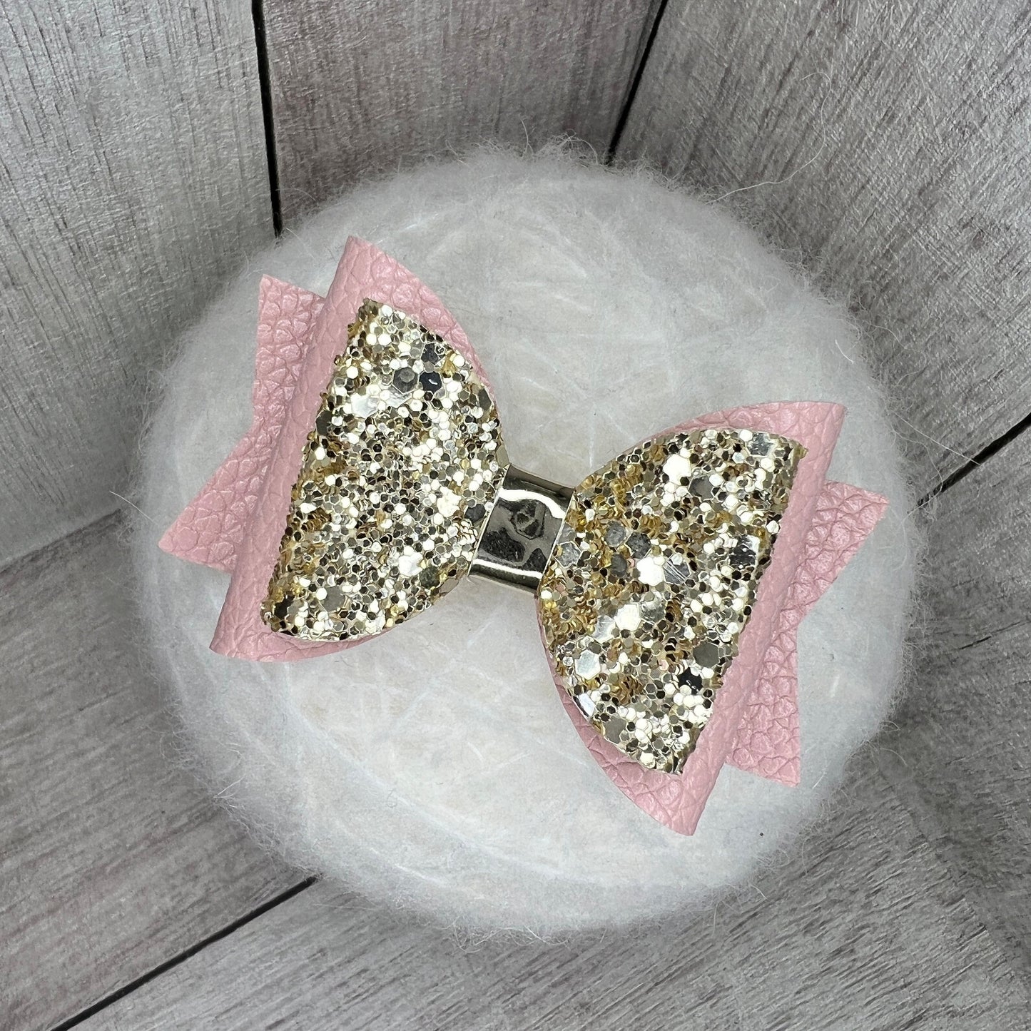 Belle Bow - dusky pink & gold