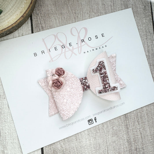 Birthday Bow - dusky pink