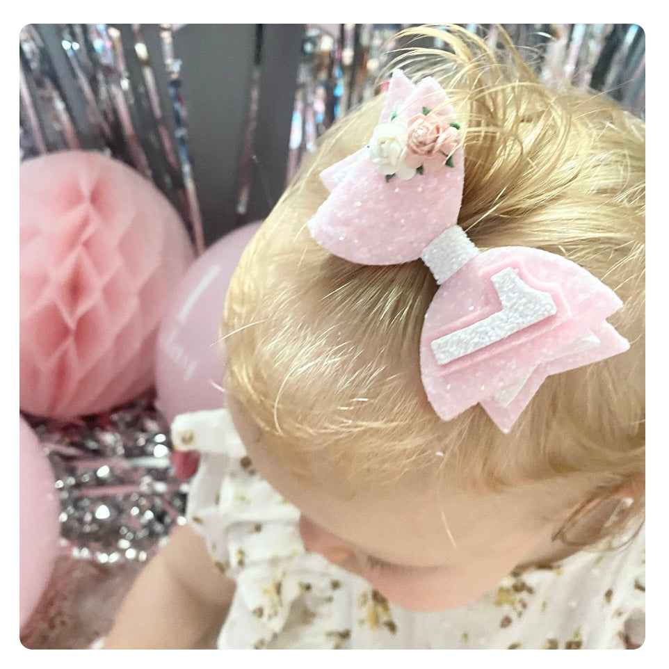 Birthday Bow - pink floral