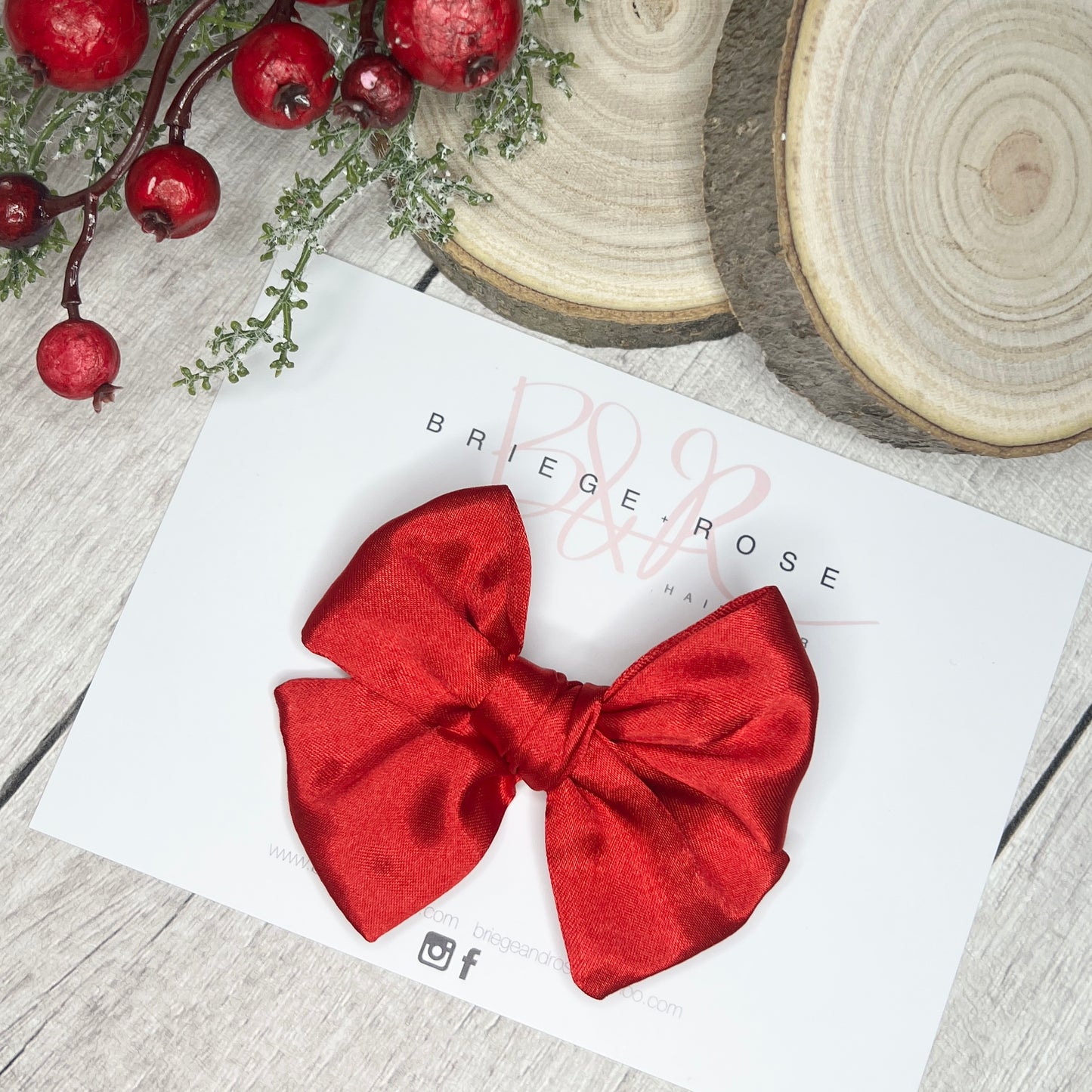 Red Sateen Bow Clip