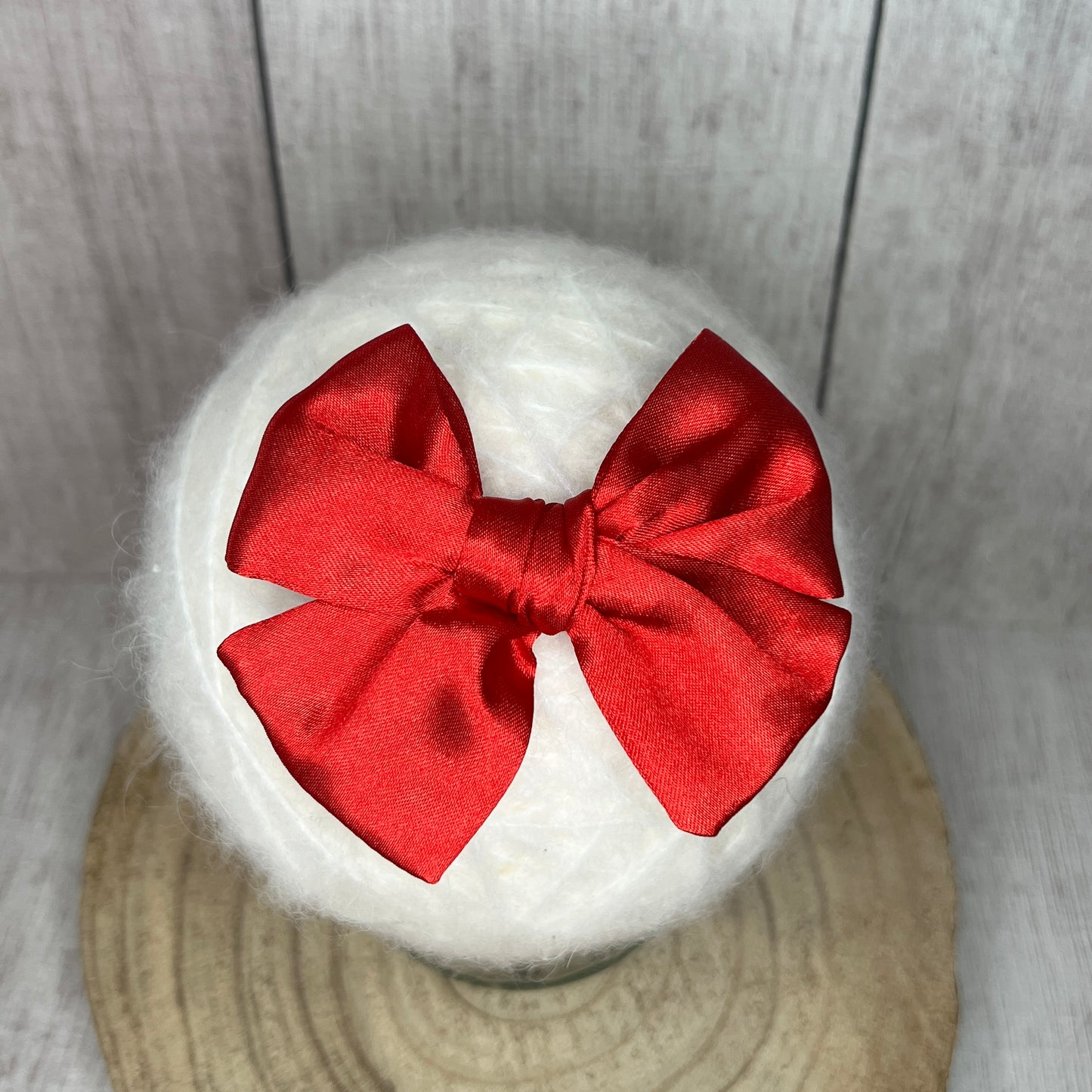 Red Sateen Bow Clip