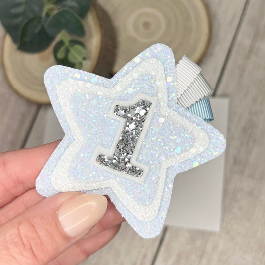 Birthday Badge - blue and white