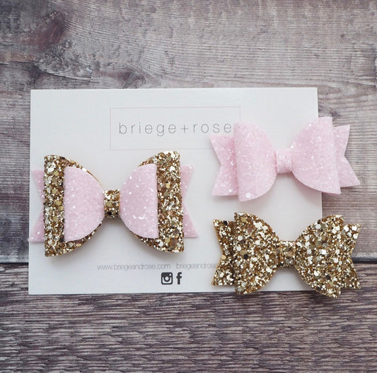 Belle Bow - pink & gold set