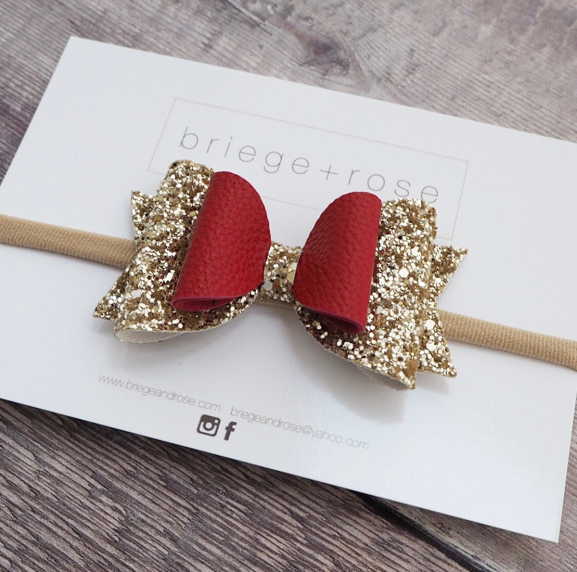Belle Bow - red and gold