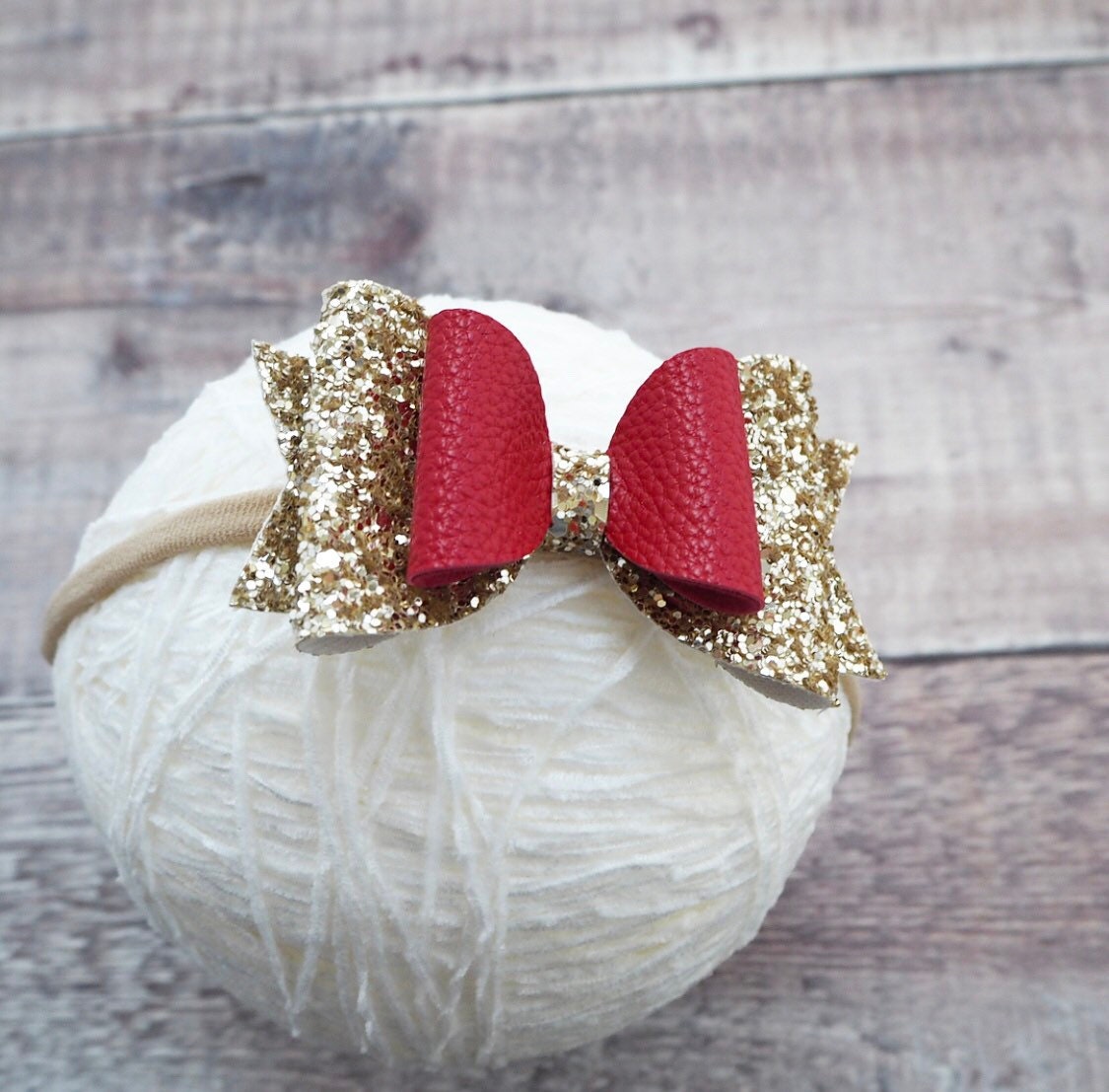 Belle Bow - red and gold