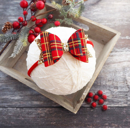 Belle Bow - red tartan