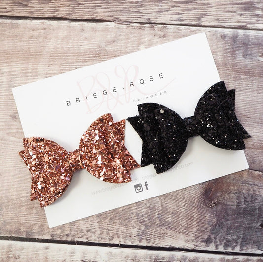 Belle Bow Set - black & rose gold
