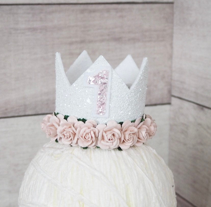 Birthday Crown - white & pink