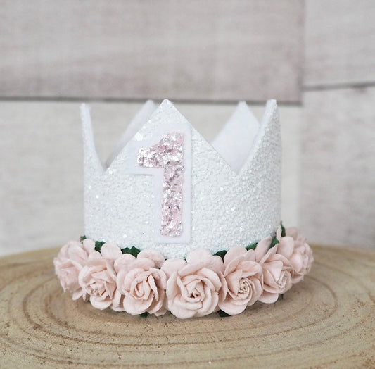 Birthday Crown - white & pink