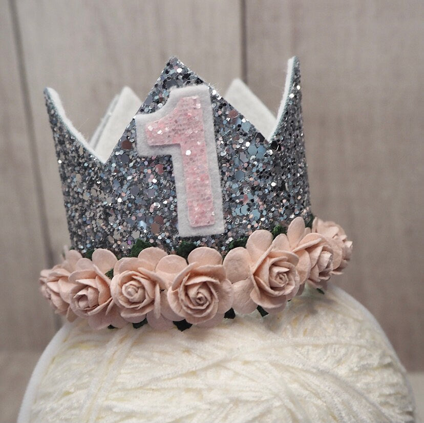 Birthday Crown - silver & pink