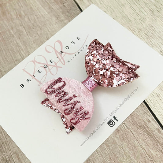 Belle Bow - personalised pink