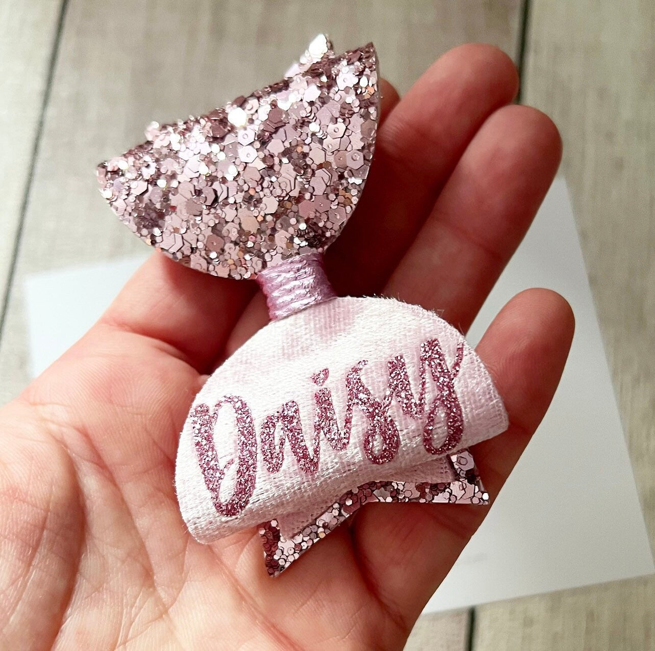 Belle Bow - personalised pink