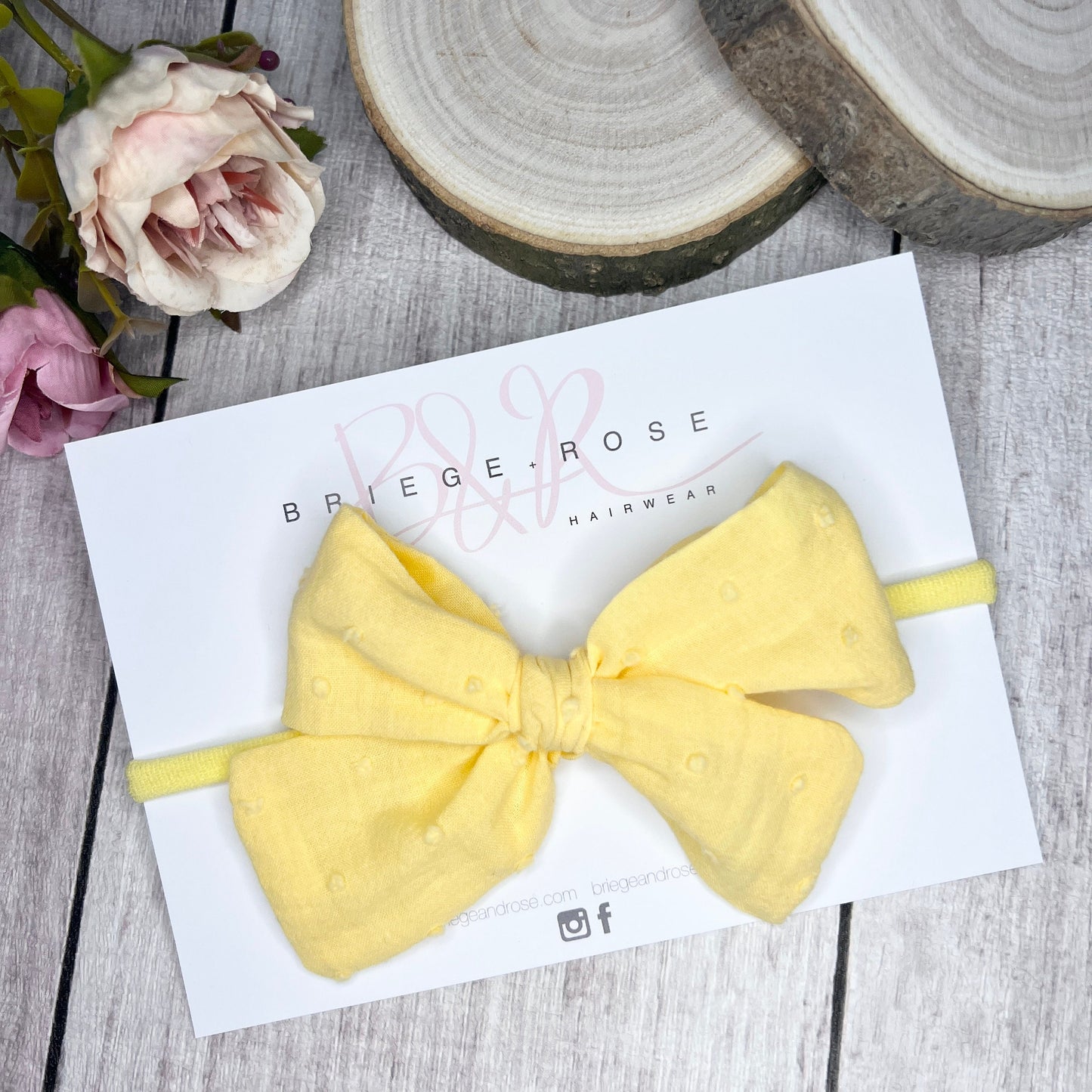 Cotton Tied Bow - lemon dots