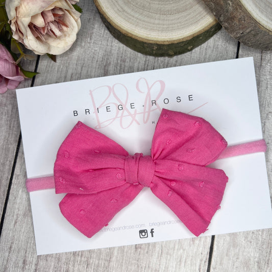 Cotton Tied Bow - pink dots
