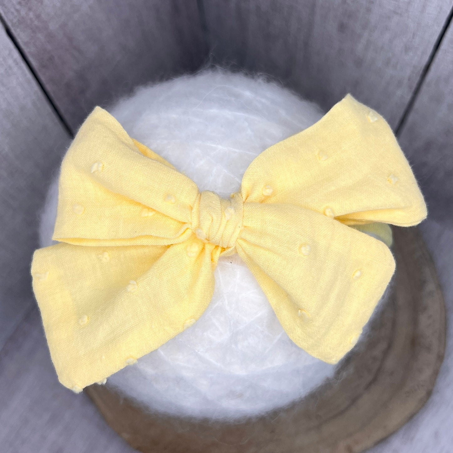 Cotton Tied Bow - lemon dots