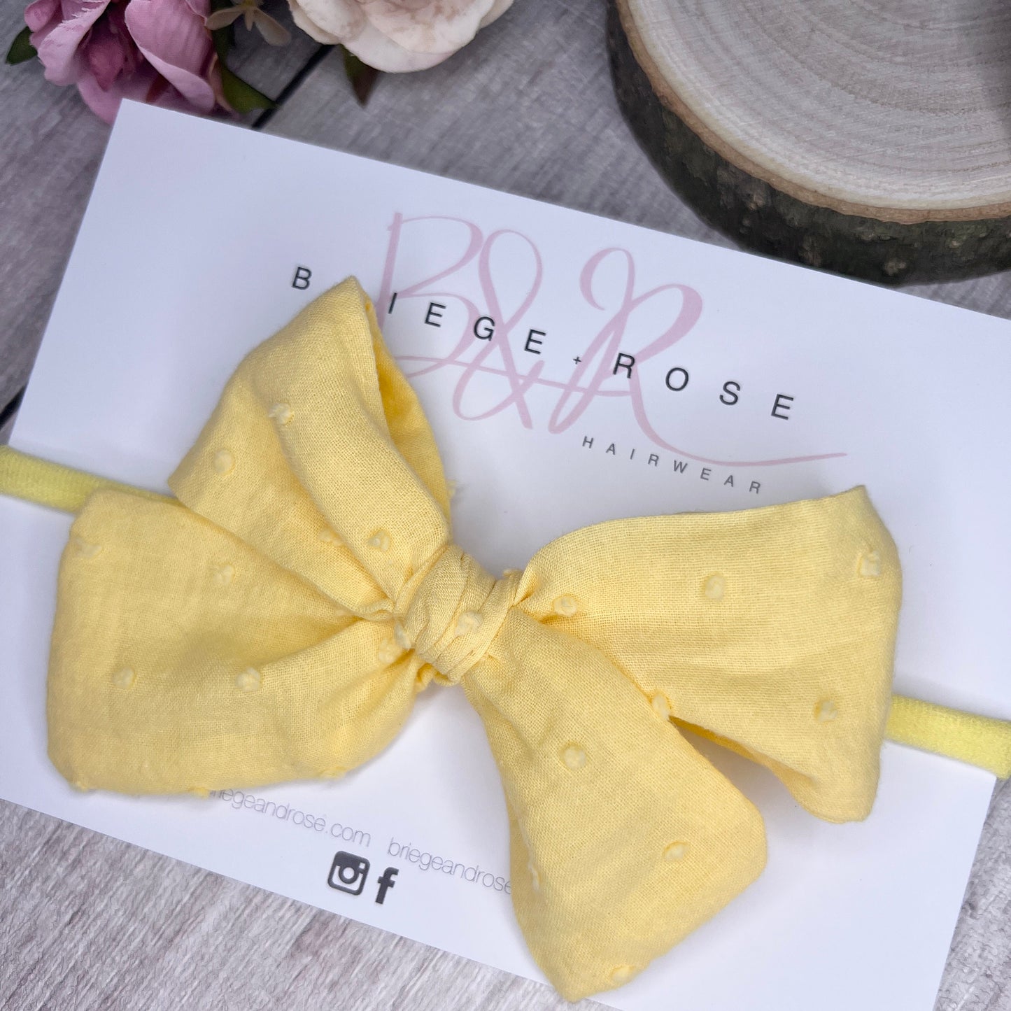 Cotton Tied Bow - lemon dots