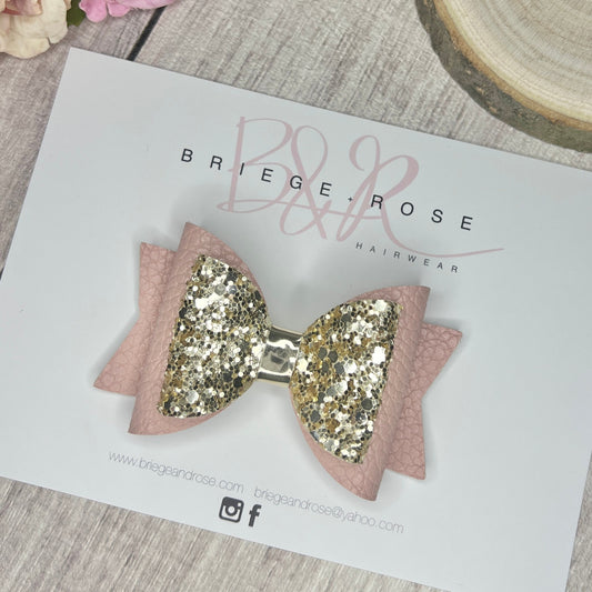 Belle Bow - dusky pink & gold