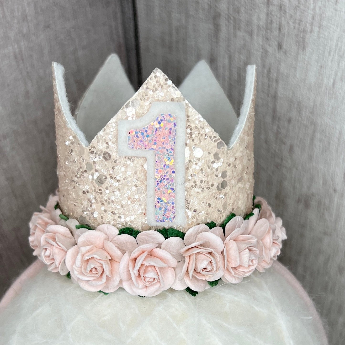 Birthday Crown - peach sparkle