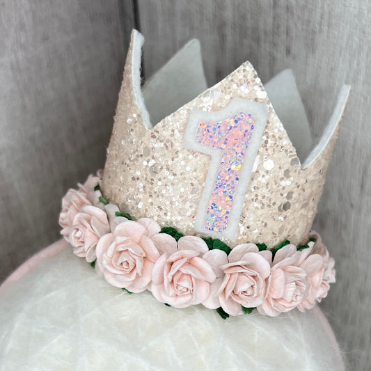 Birthday Crown - peach sparkle