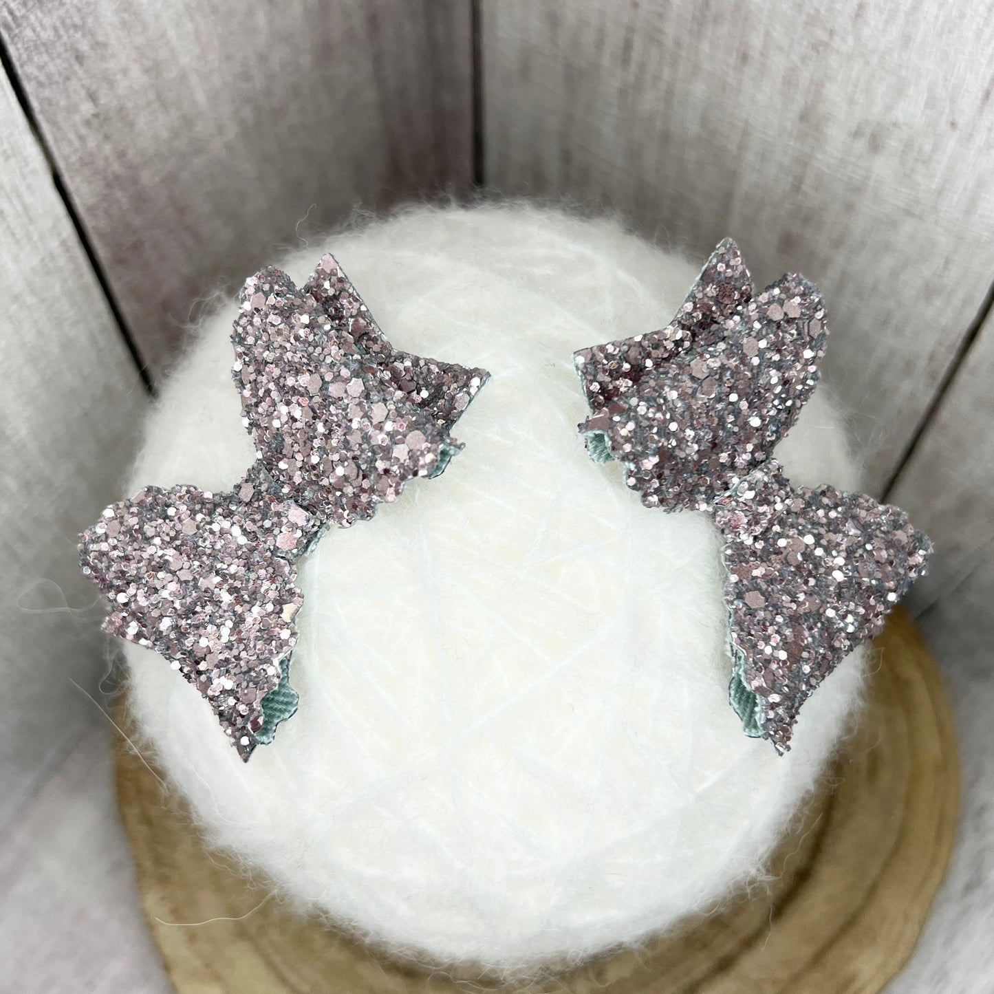Pigtail Bow Set- amethyst glitter