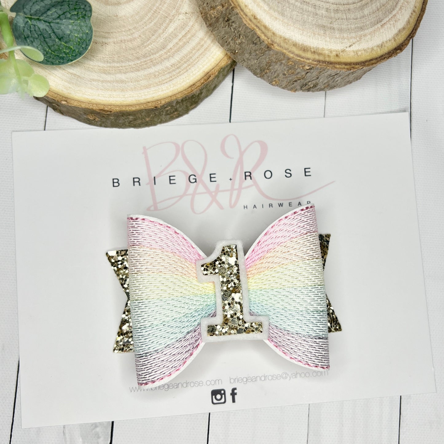 Birthday Bow - rainbow embroidery
